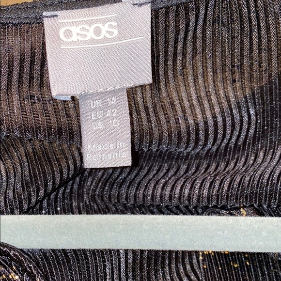 ASOS pleated black midi dress w/ gold-size 10 - Picture 3 of 3